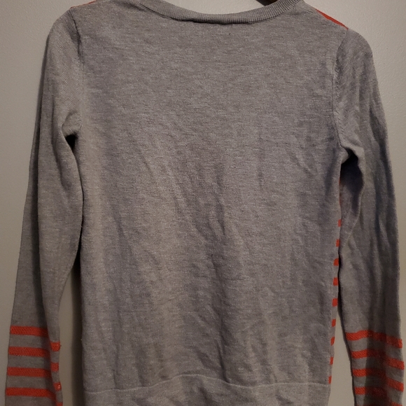 Grey/Orange Striped Sequin GAP Cardigan- Size S - Picture 8 of 12